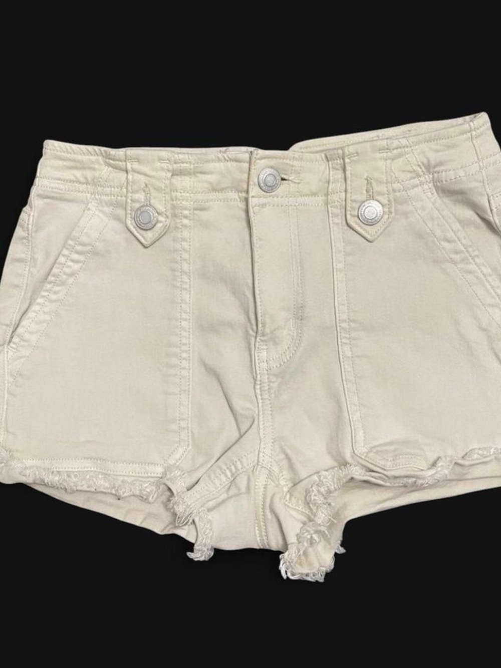 SO High-Waist white Frayed Denim Shorts